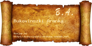 Bukovinszki Aranka névjegykártya