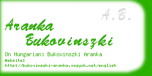 aranka bukovinszki business card